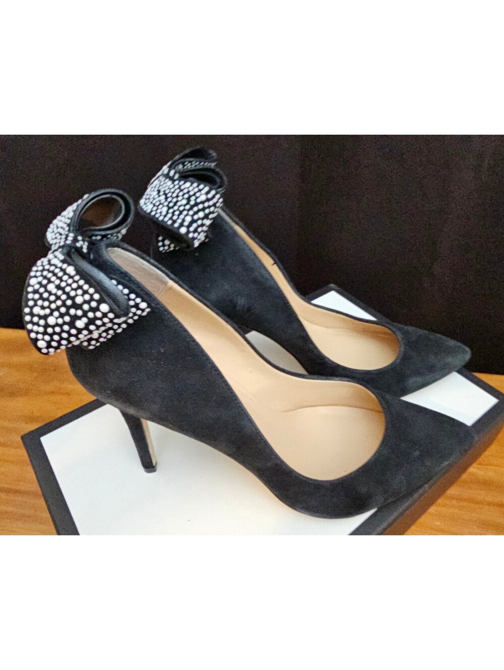 Neiman Marcus High Heels Black Womens Size 8.5 Bow